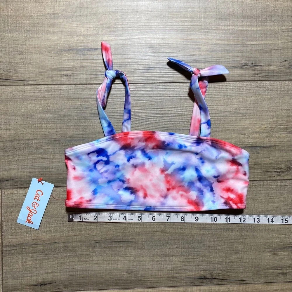Cat & Jack Girls Tie Dye Bikini Top Size Large 10/12‎ UPF 50+